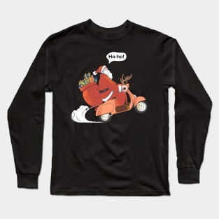 Santa Riding Scooter Long Sleeve T-Shirt